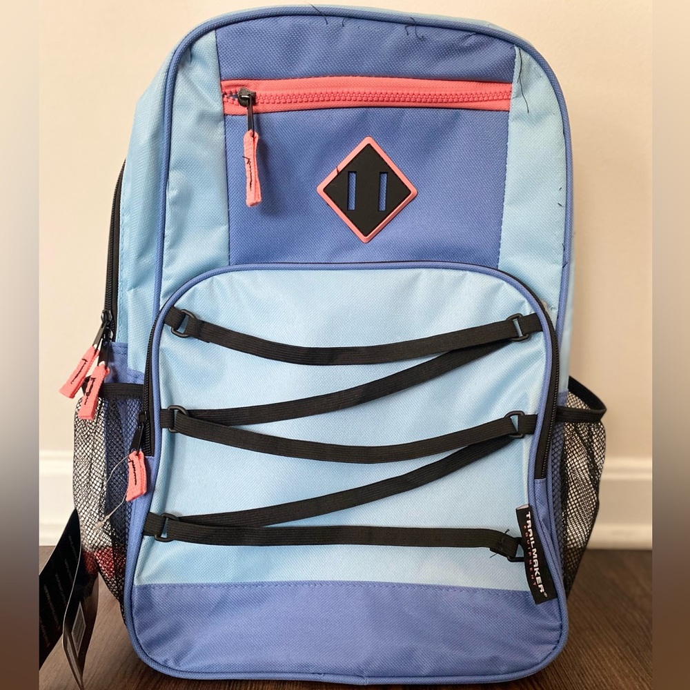 Blue Backpack with Black and Pink Trim